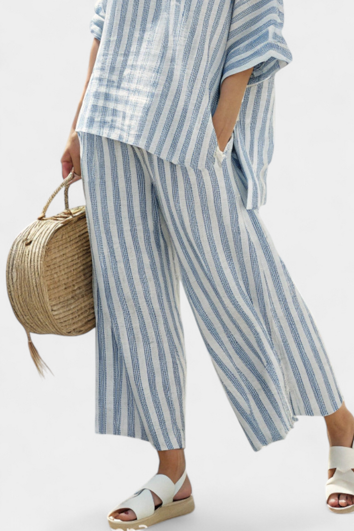 Women's Two-Piece Set | Blue Striped