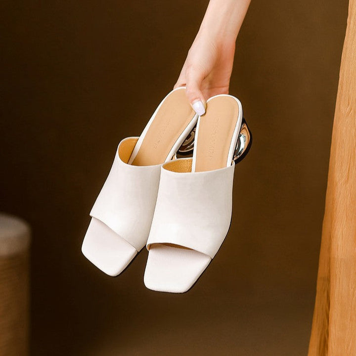 Virelle Curve Leather Mule Heels