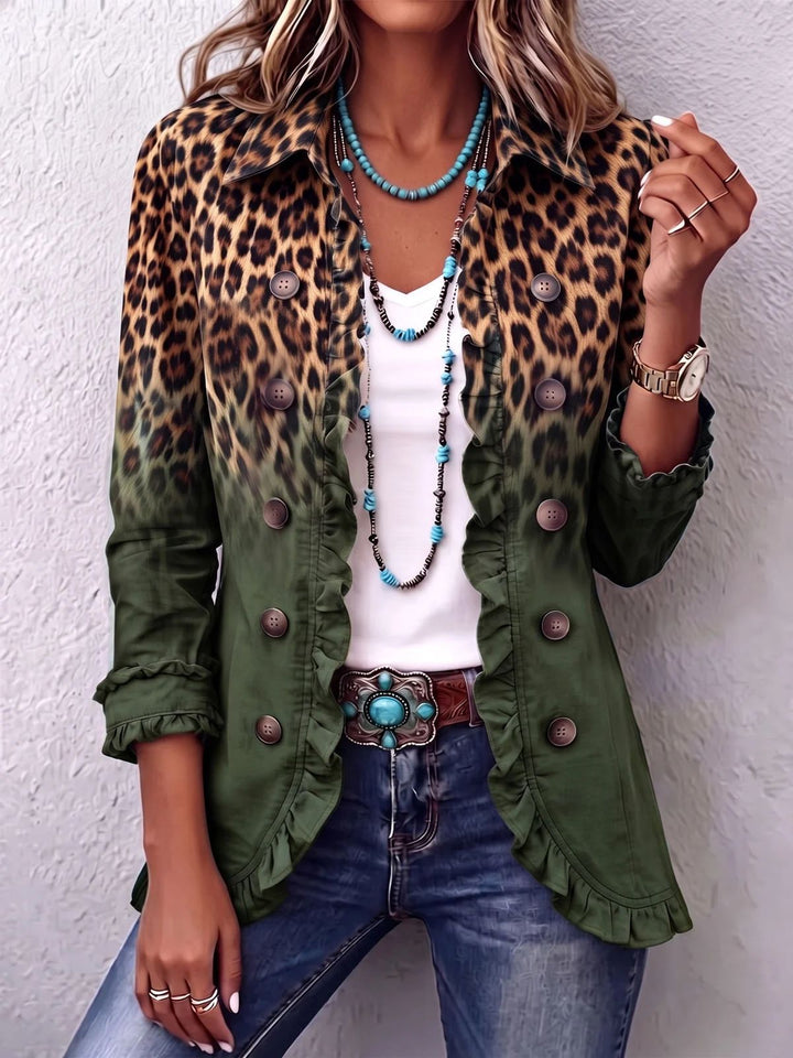 Rosmine – Vintage Ombré Leopard Jacket with Ruffles