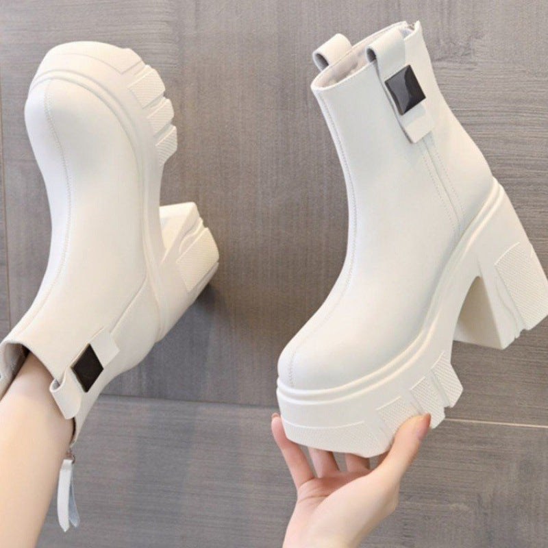 Séverine – Platform Ankle Boots with Block Heel and Back Zip