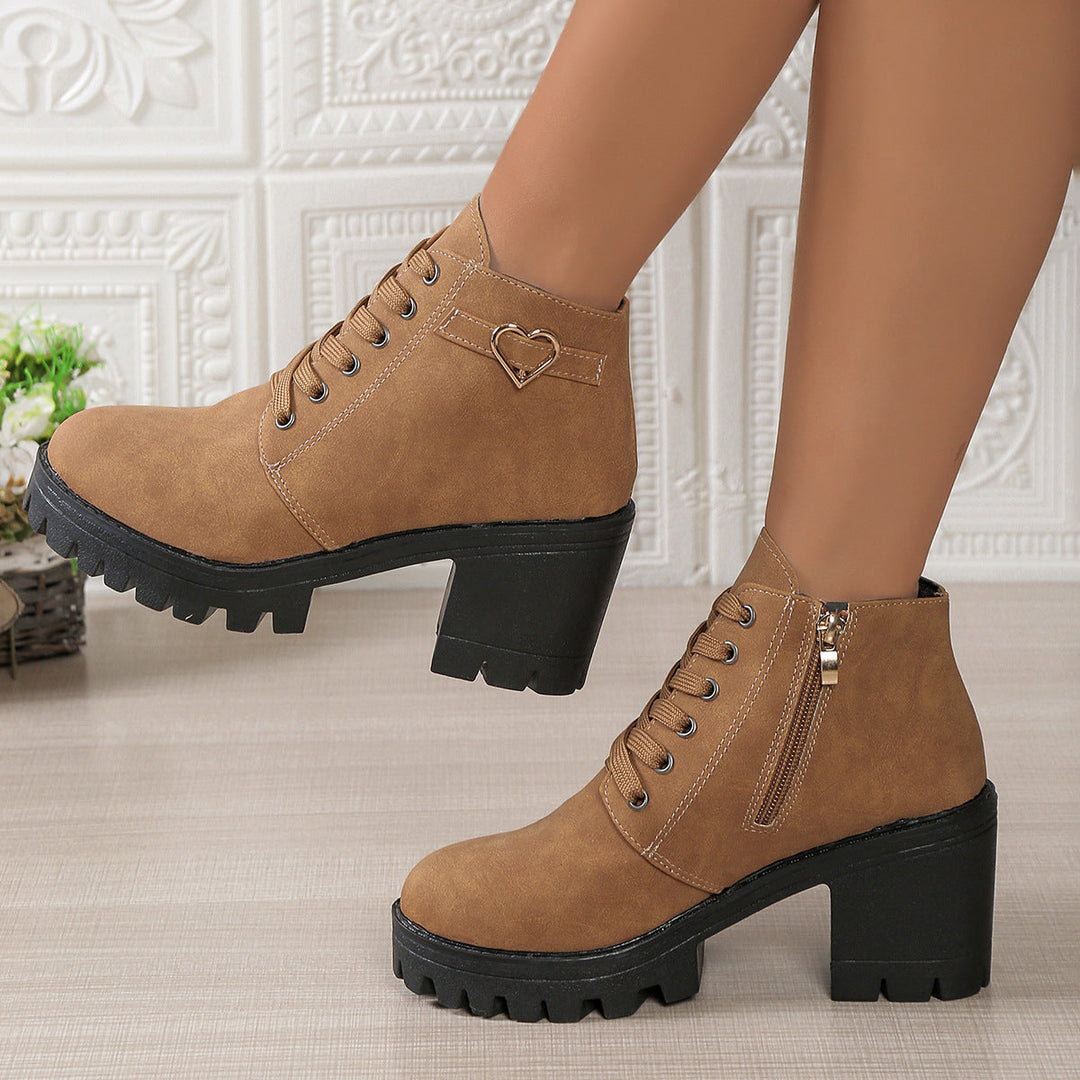 Albane – Lace-Up Ankle Boots with Block Heel