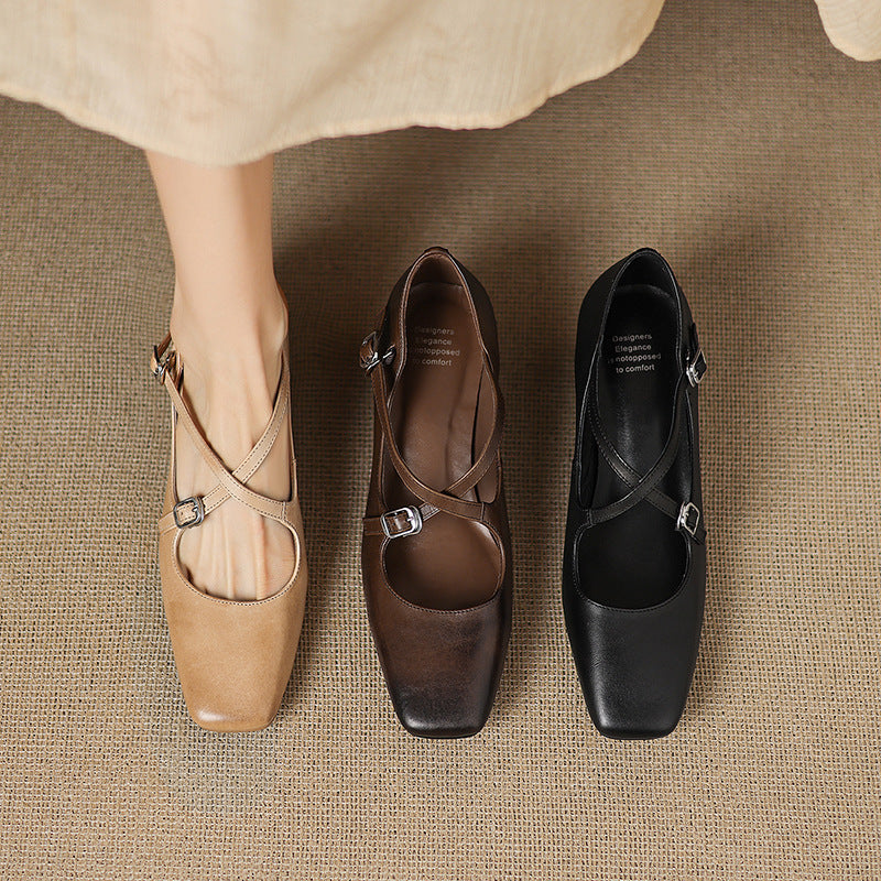 Marvane Leather Kitten Heels