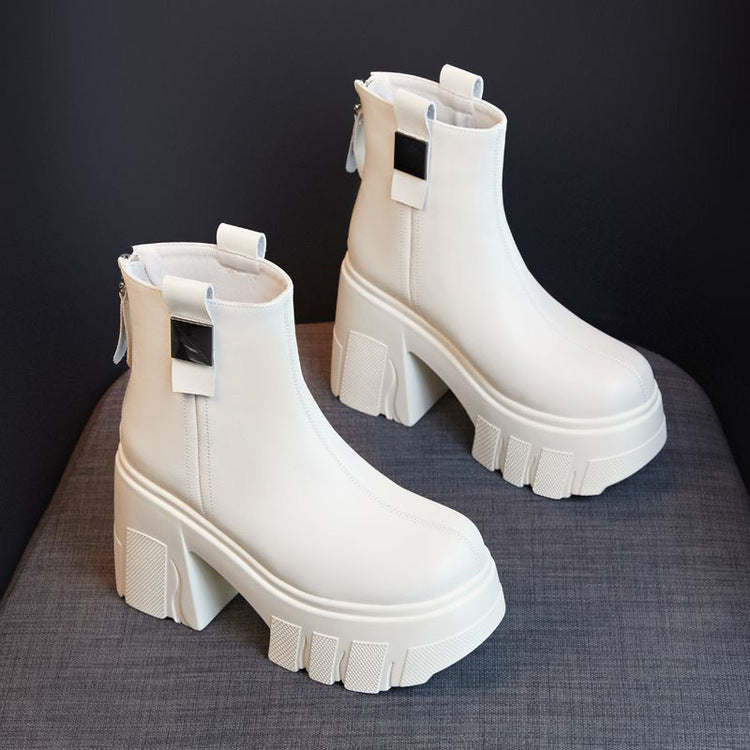 Séverine – Platform Ankle Boots with Block Heel and Back Zip