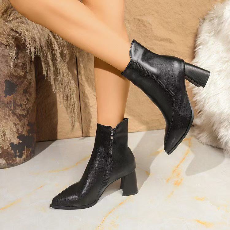 Marceline – Pointed-Toe Ankle Boots with Side Zip