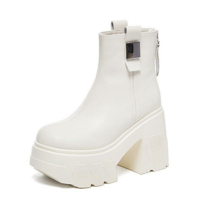 Séverine – Platform Ankle Boots with Block Heel and Back Zip