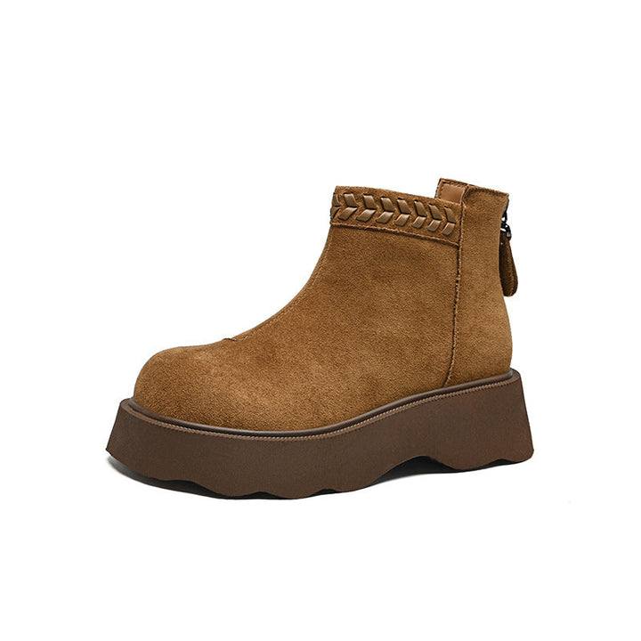 Rosine – Fleece-Lined Platform Ankle Boots with Back Zip