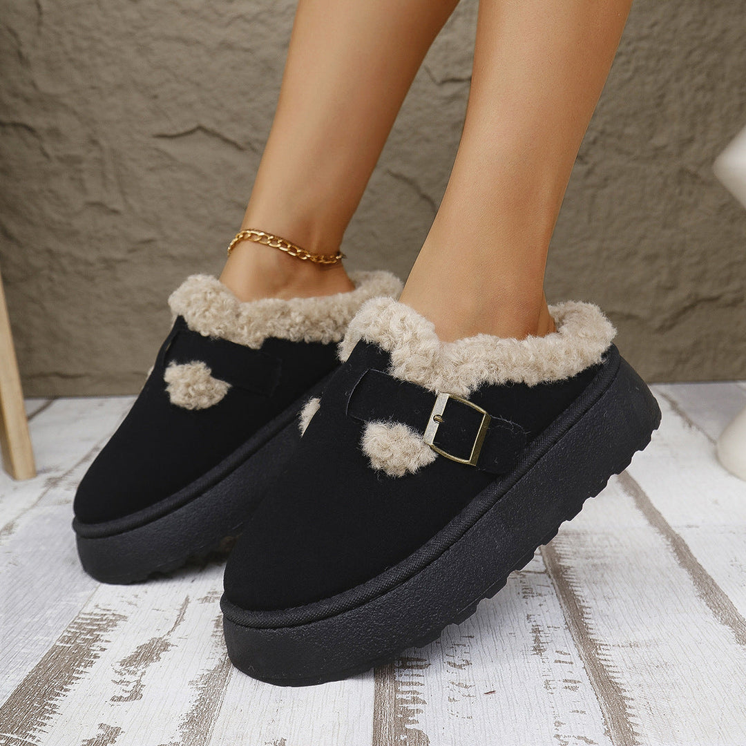 Gabrielle – Fleece-Lined Platform Ankle Boots with Buckle