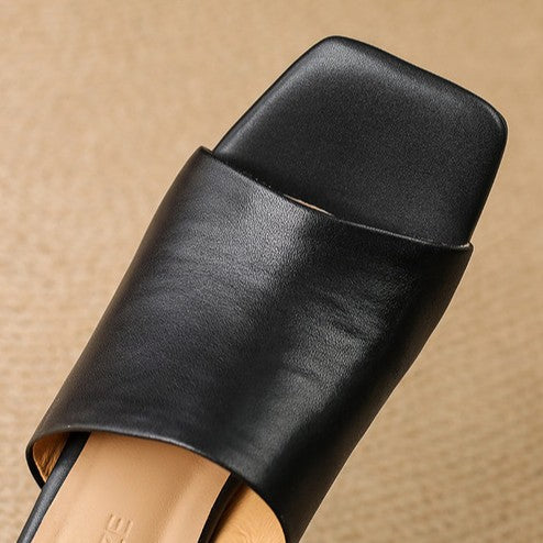 Virelle Curve Leather Mule Heels