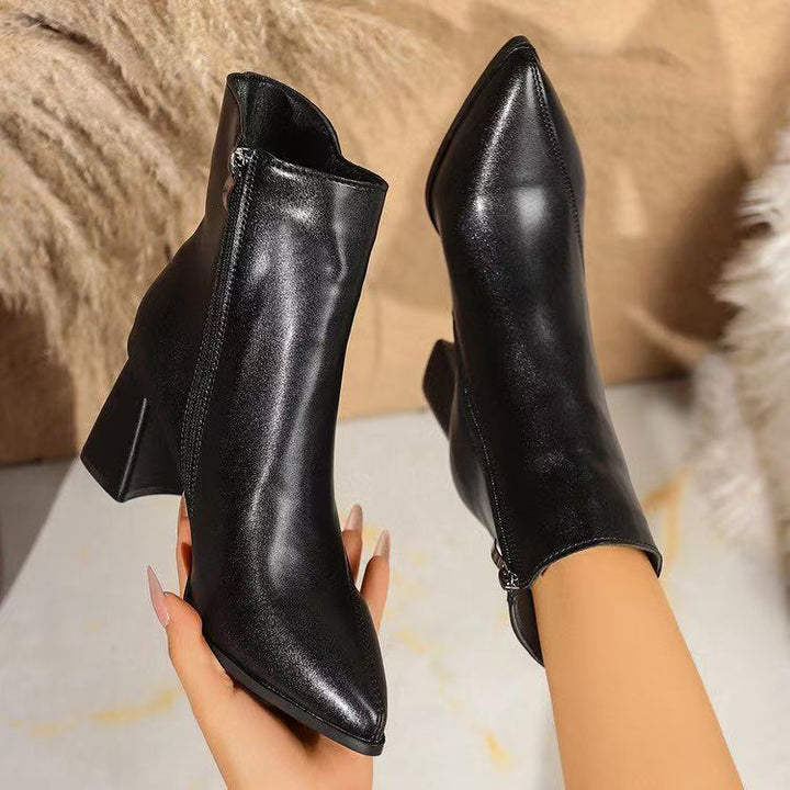 Marceline – Pointed-Toe Ankle Boots with Side Zip