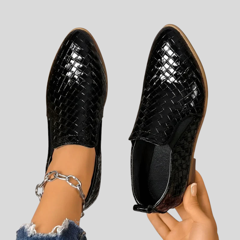 Éliane – Woven Ankle Boots with Block Heel
