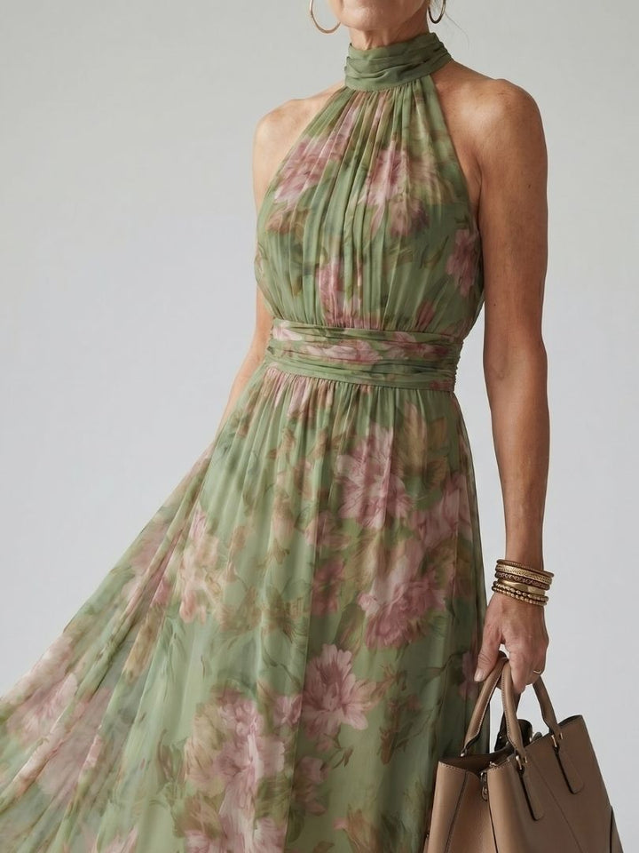Céliane | Gathered Halter Midi Dress