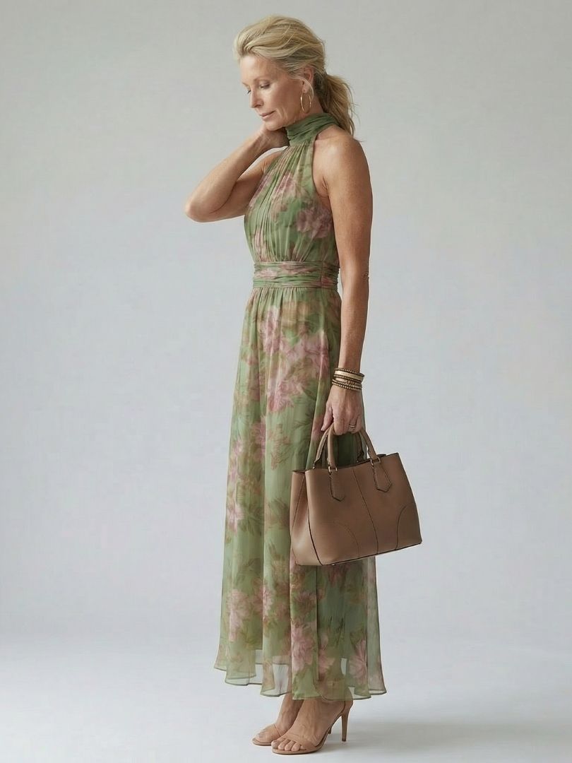 Céliane | Gathered Halter Midi Dress