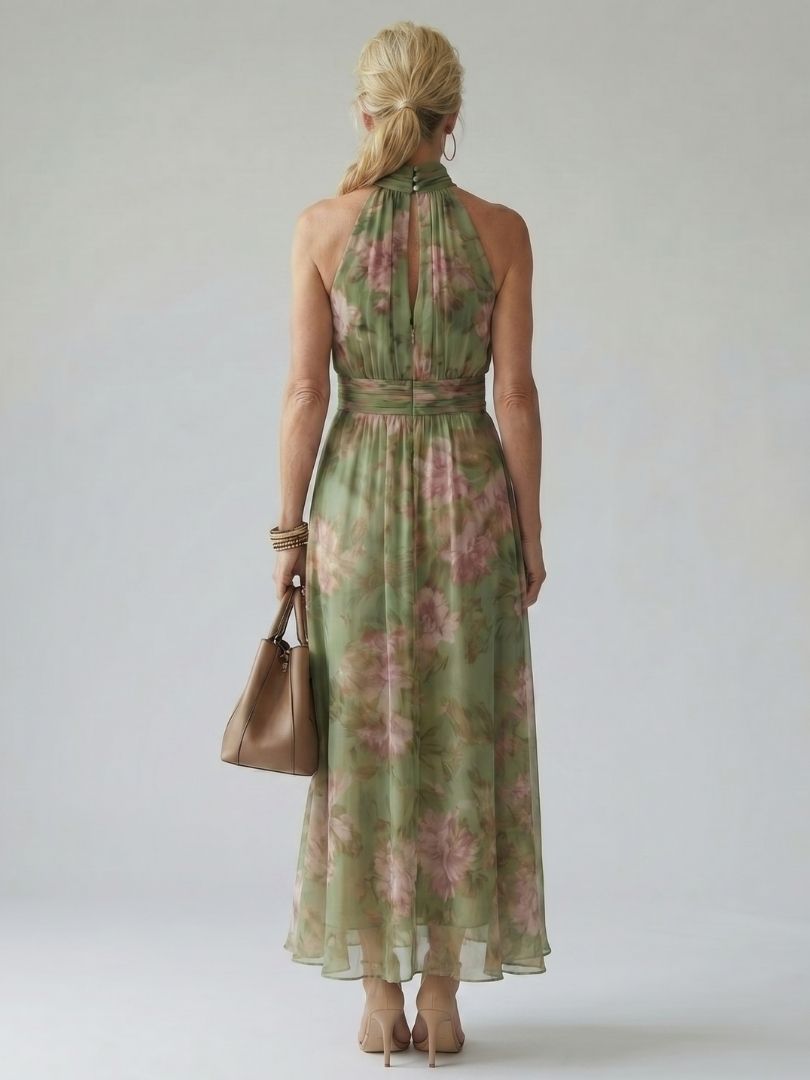 Céliane | Gathered Halter Midi Dress