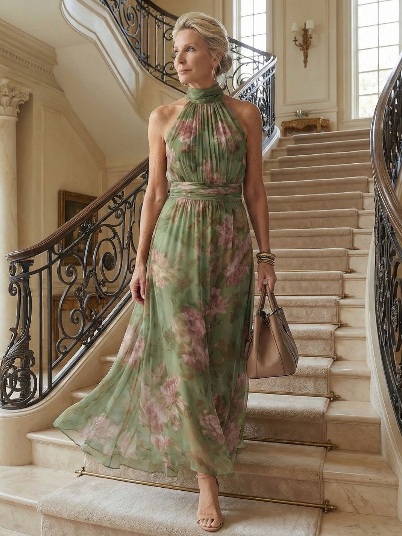 Céliane | Gathered Halter Midi Dress