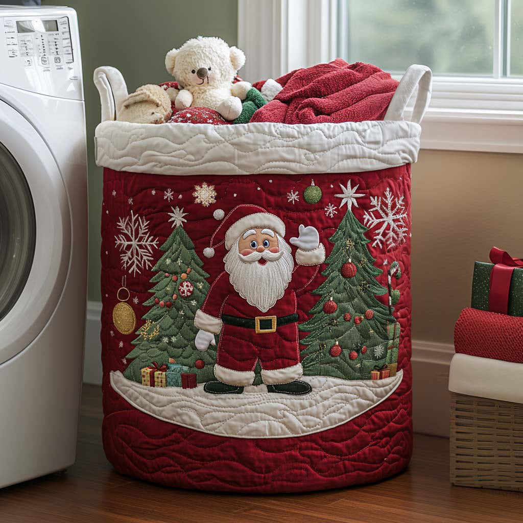 Santa's Joy | Hand-Quilted Laundry Basket