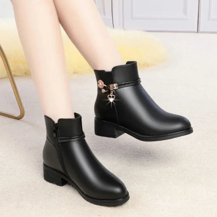 Constance – Lined Ankle Boots with Low Heel