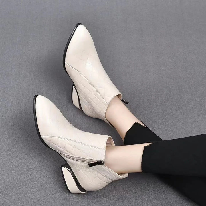 Apolline – Pointed-Toe Orthopedic Ankle Boots with Low Square Heel