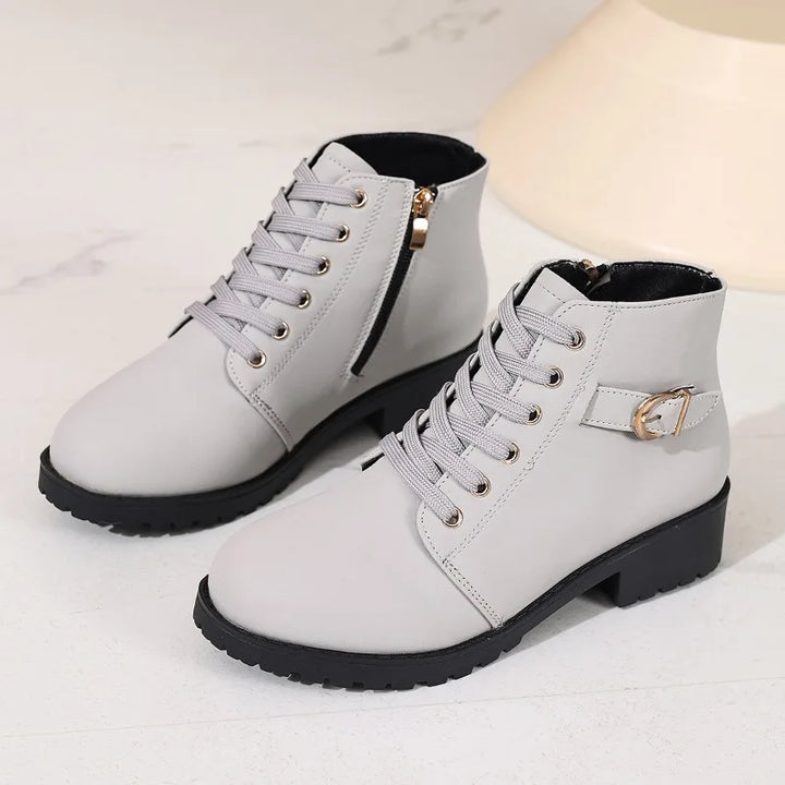 Solène – Lace-Up Combat Ankle Boots with Zip