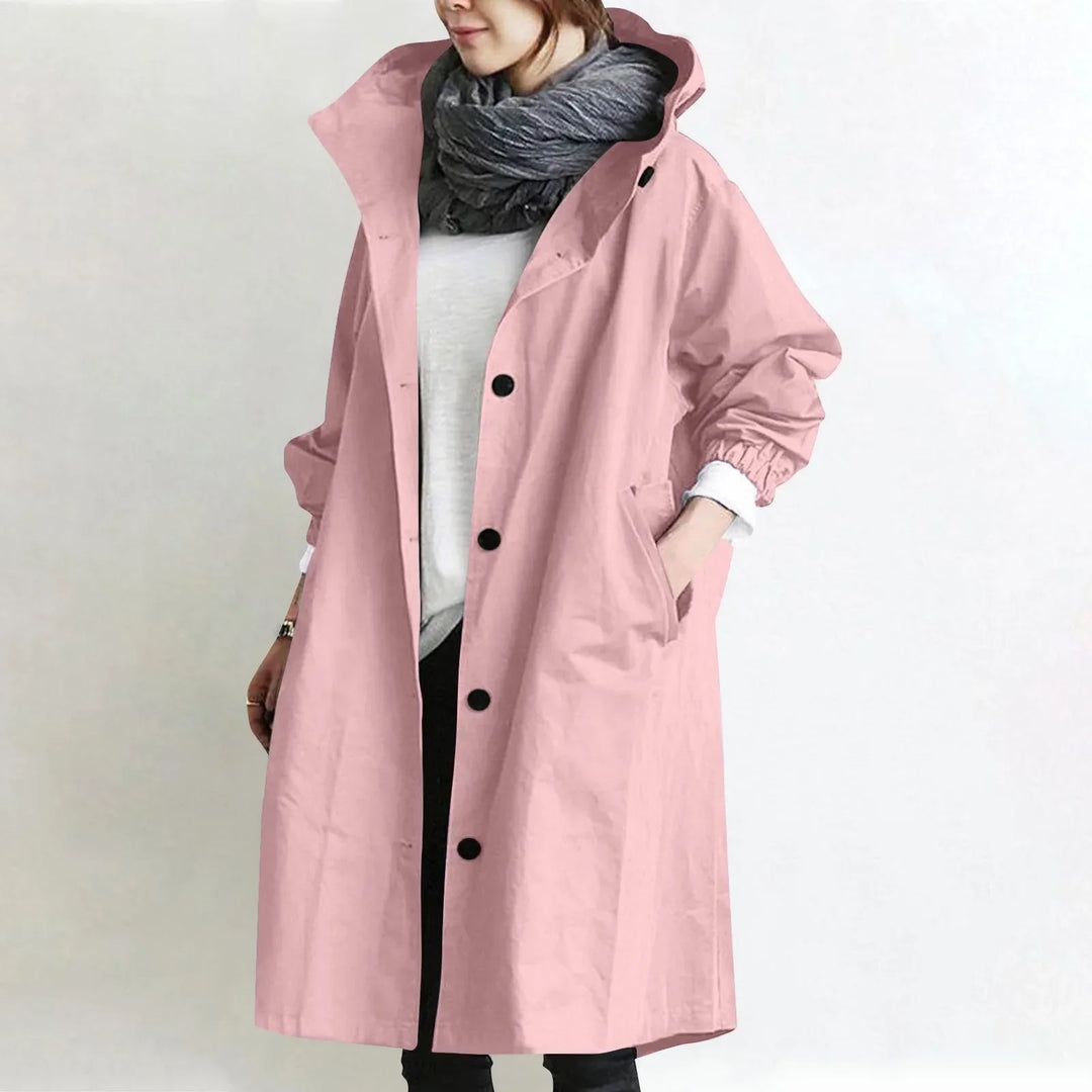 Light Pink Hooded Longline Trench Coat