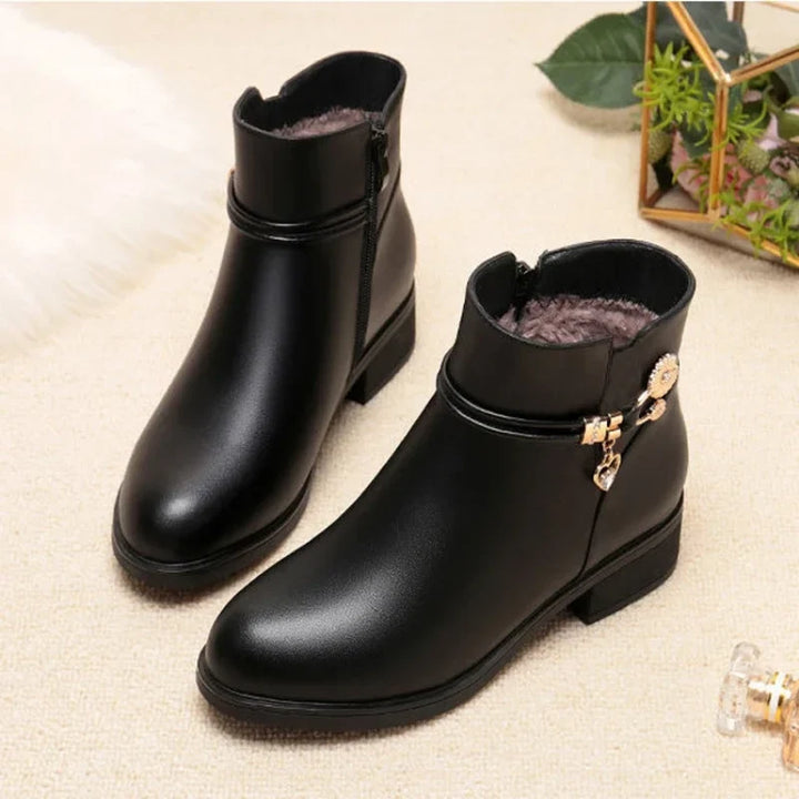 Constance – Lined Ankle Boots with Low Heel
