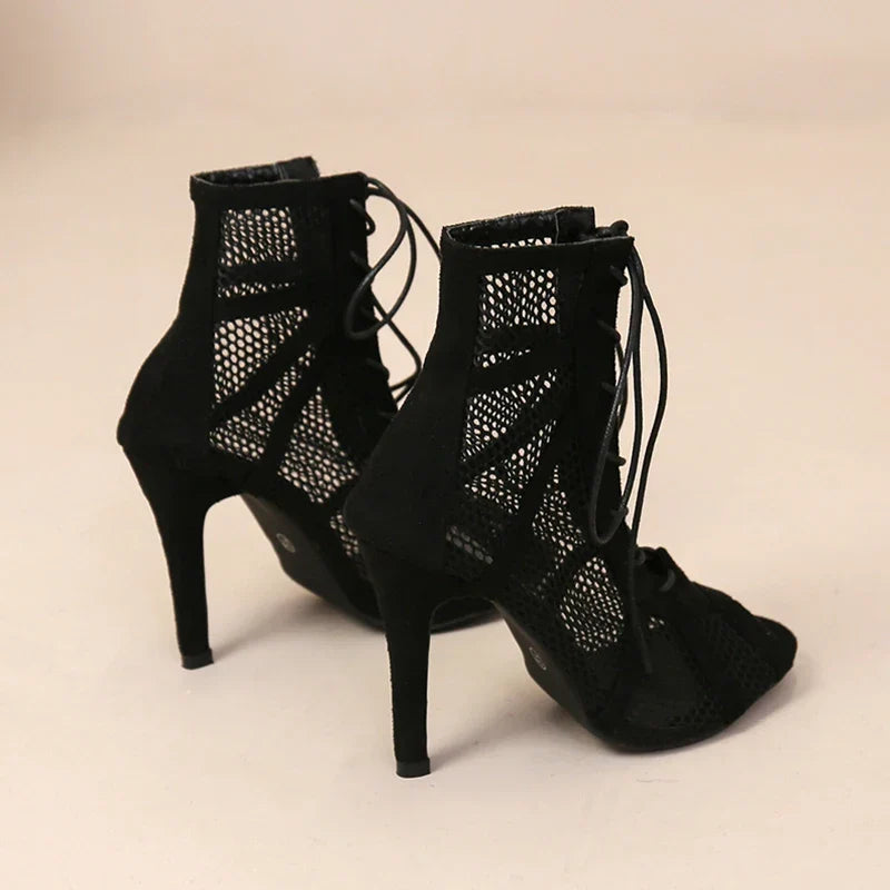 Gaëlle – Lace-Up Mesh Ankle Boots