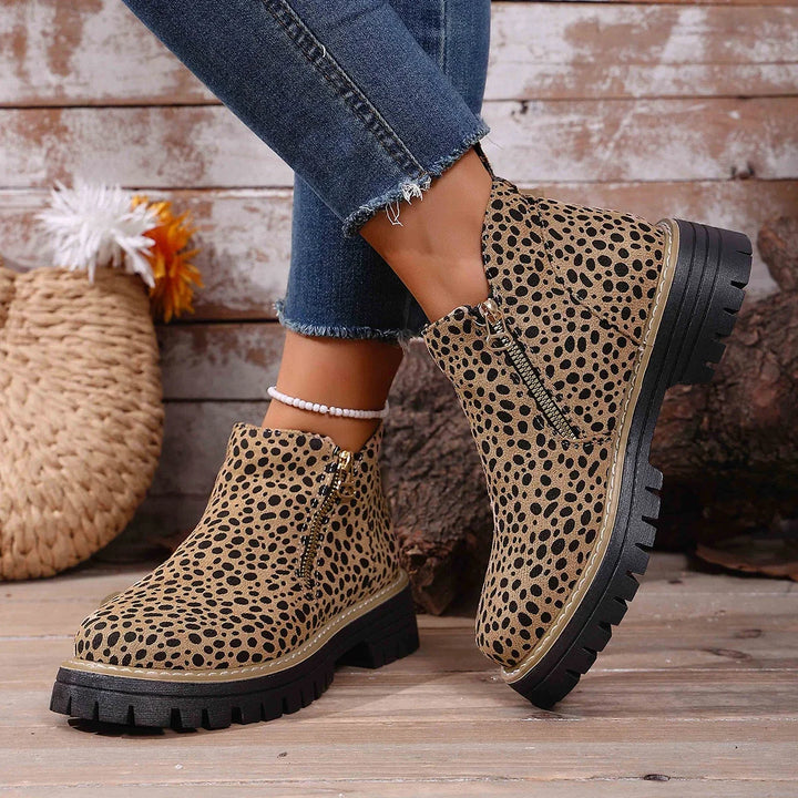 Ninon – Leopard Ankle Boots with Square Heel