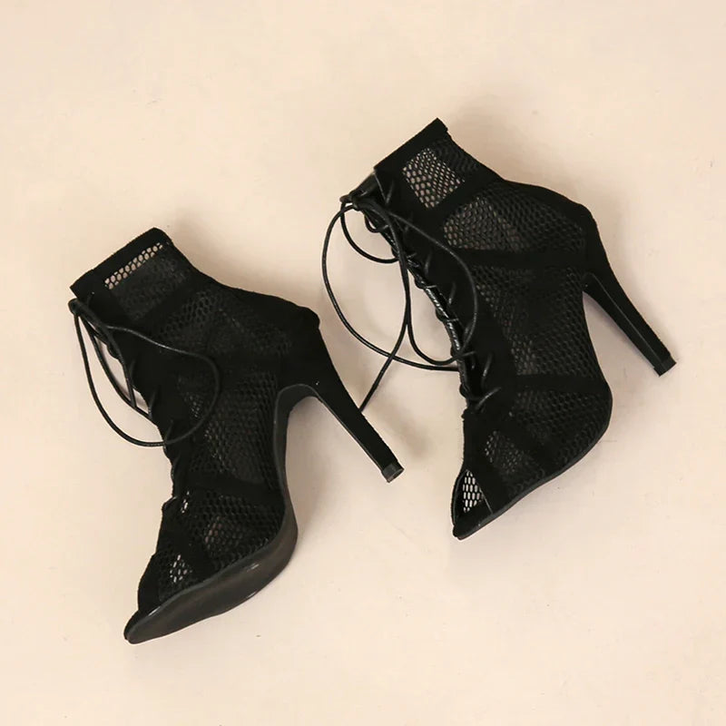 Gaëlle – Lace-Up Mesh Ankle Boots