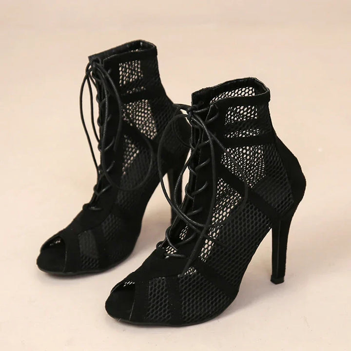 Gaëlle – Lace-Up Mesh Ankle Boots