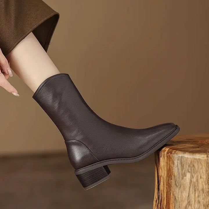 Joséphine – Square-Toe Orthopedic Ankle Boots with Block Heel
