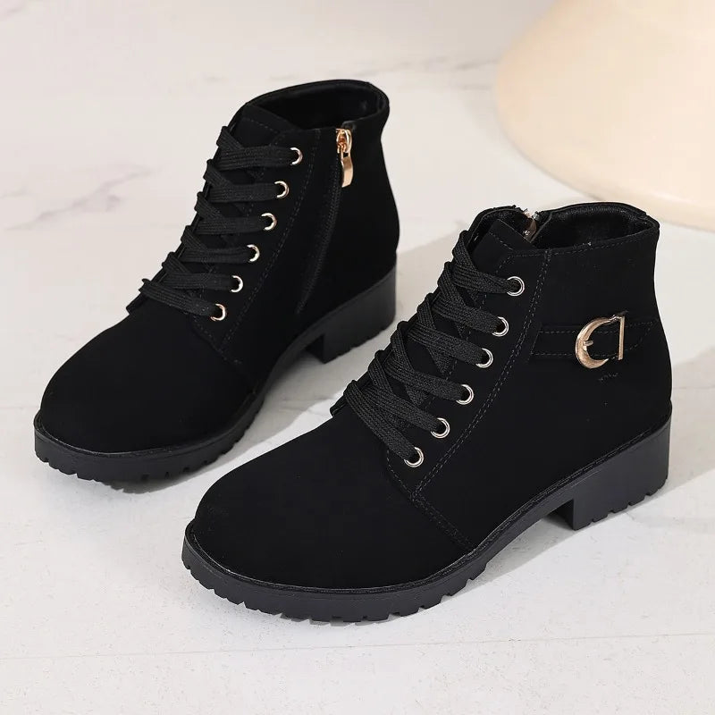 Solène – Lace-Up Combat Ankle Boots with Zip