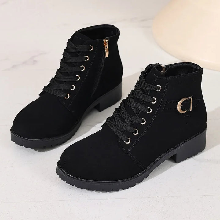 Solène – Lace-Up Combat Ankle Boots with Zip