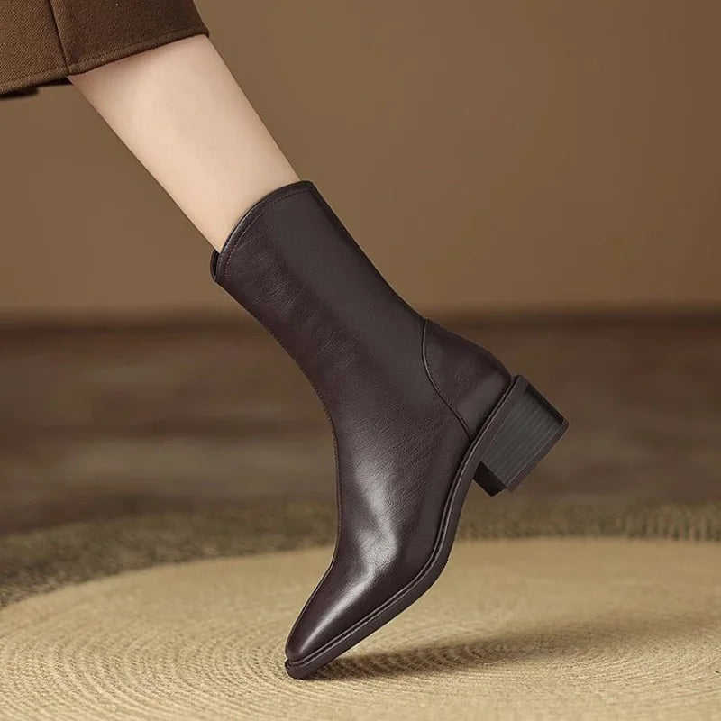 Joséphine – Square-Toe Orthopedic Ankle Boots with Block Heel