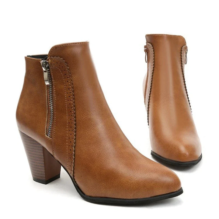 Margaux – Retro Ankle Boots with Square Heel and Zip