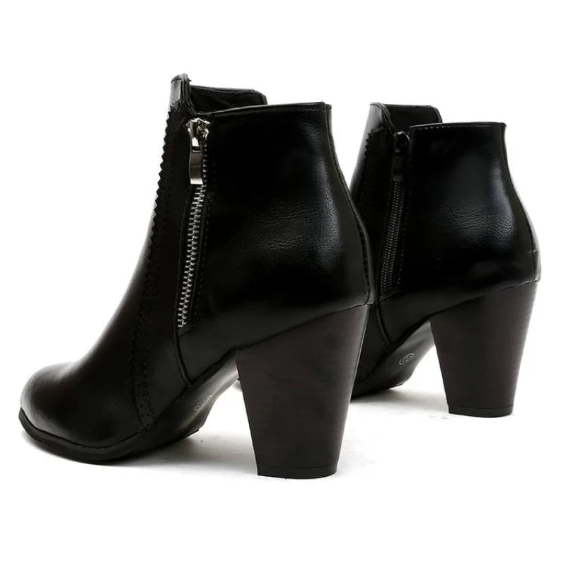 Margaux – Retro Ankle Boots with Square Heel and Zip