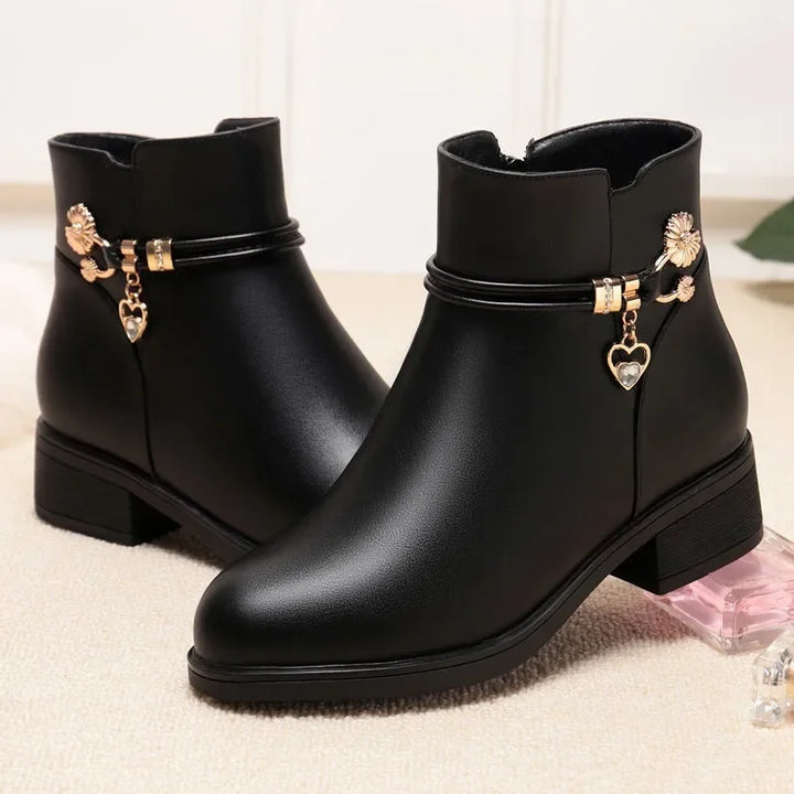 Constance – Lined Ankle Boots with Low Heel