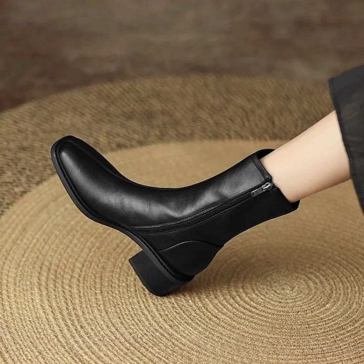 Joséphine – Square-Toe Orthopedic Ankle Boots with Block Heel