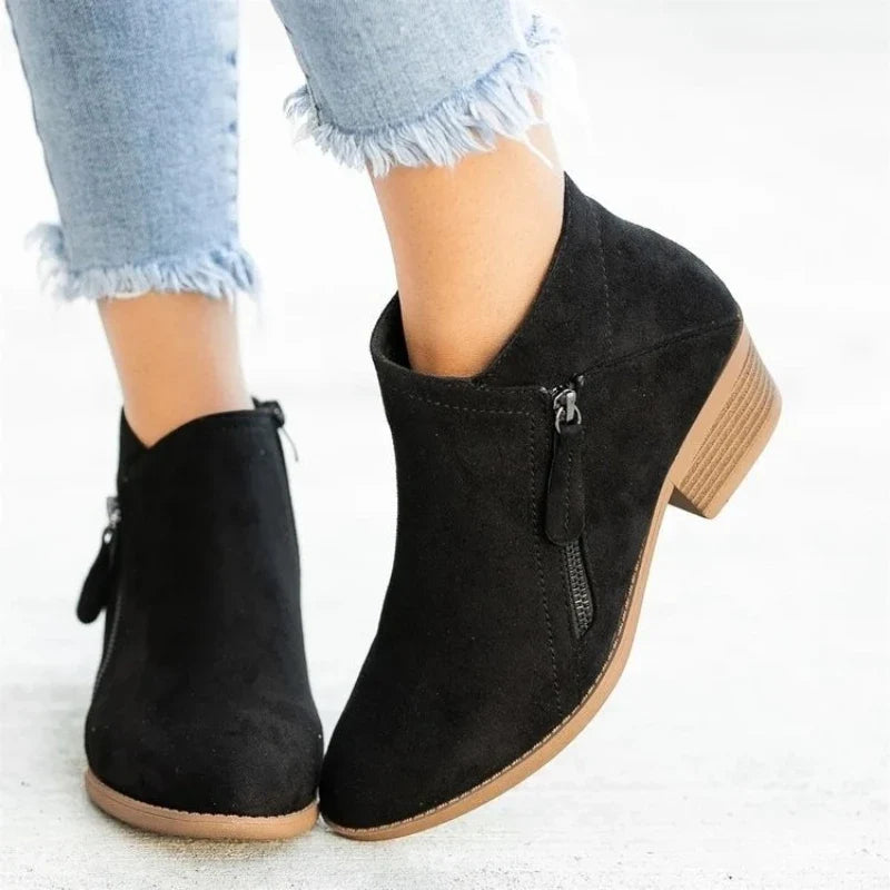 Capucine – Waterproof Faux Suede Low Ankle Boots