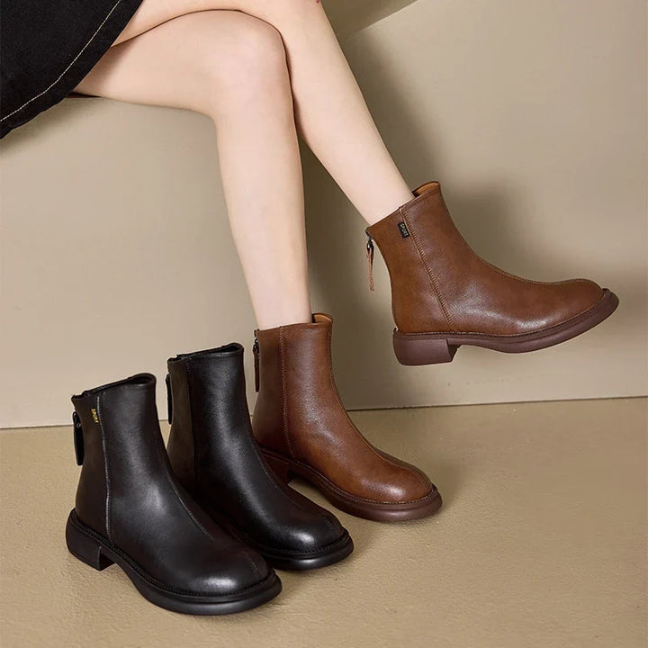 Hortense – Round-Toe Ankle Boots with Back Zip
