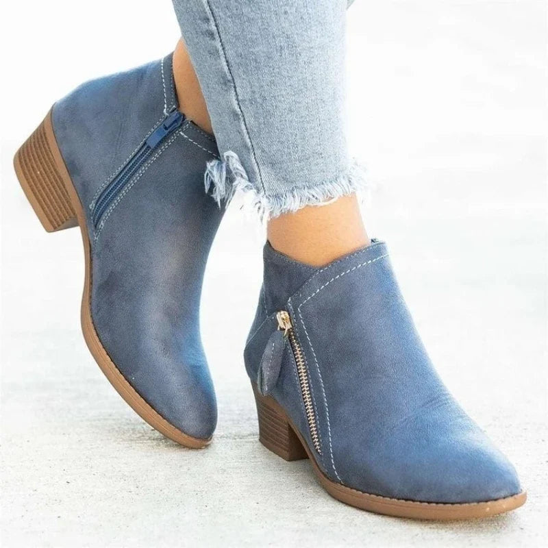 Capucine – Waterproof Faux Suede Low Ankle Boots