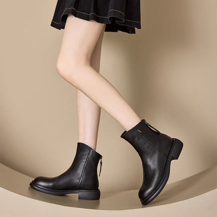 Hortense – Round-Toe Ankle Boots with Back Zip