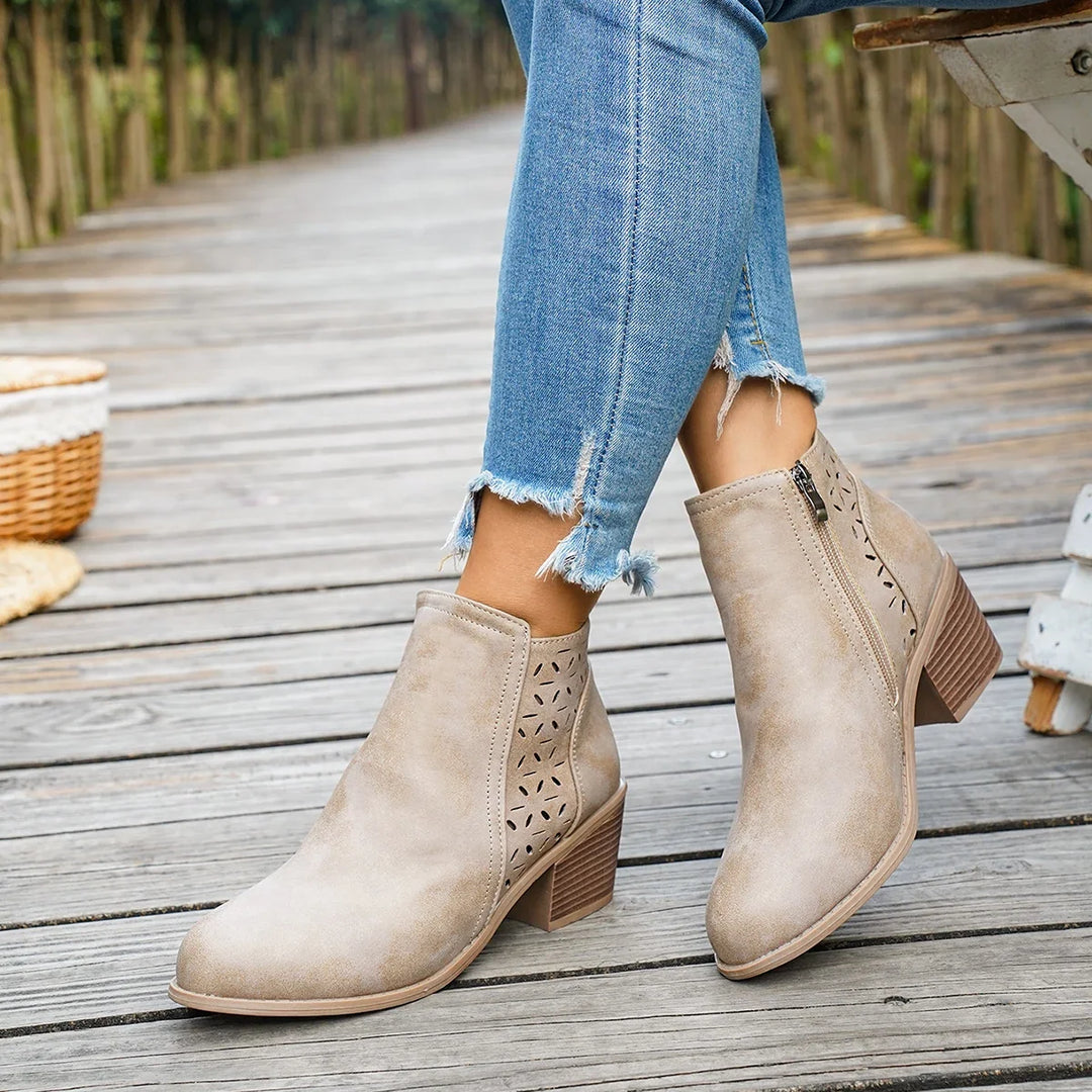 Garance – Western Ankle Boots with Mid Heel