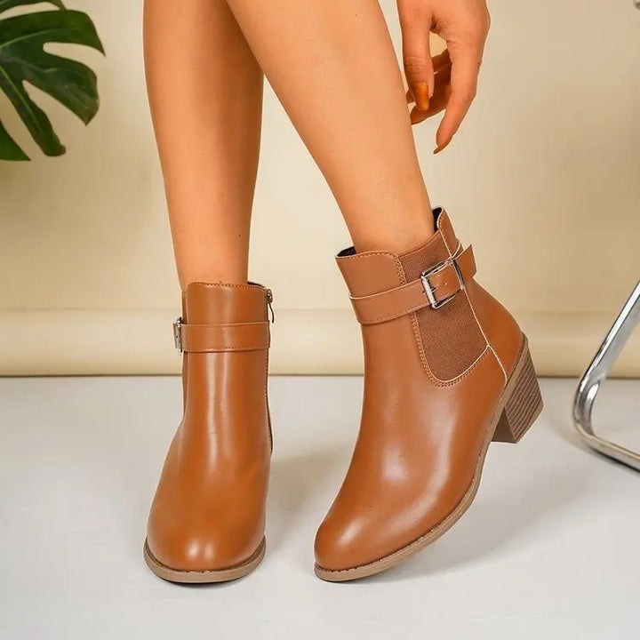 Joséphine – Buckle Ankle Boots with Square Heel