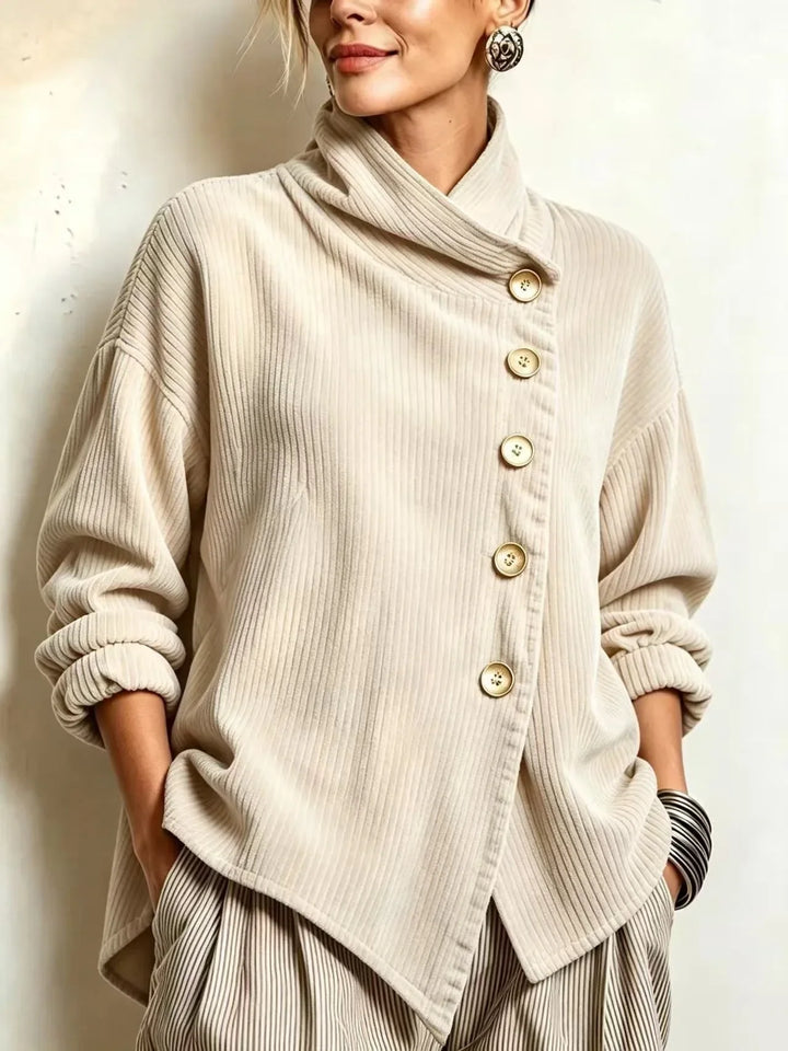 AMBER | Corduroy button-up top - Cream