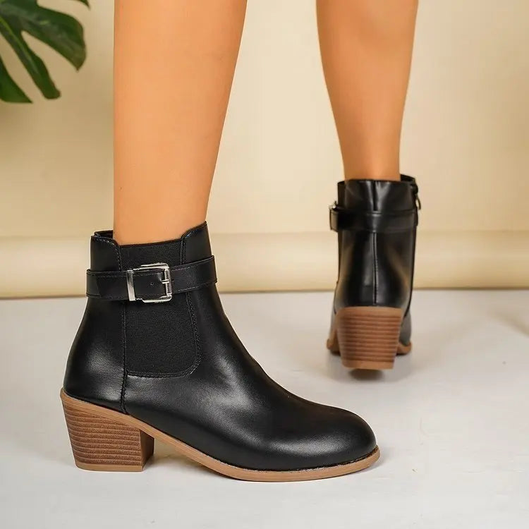 Joséphine – Buckle Ankle Boots with Square Heel