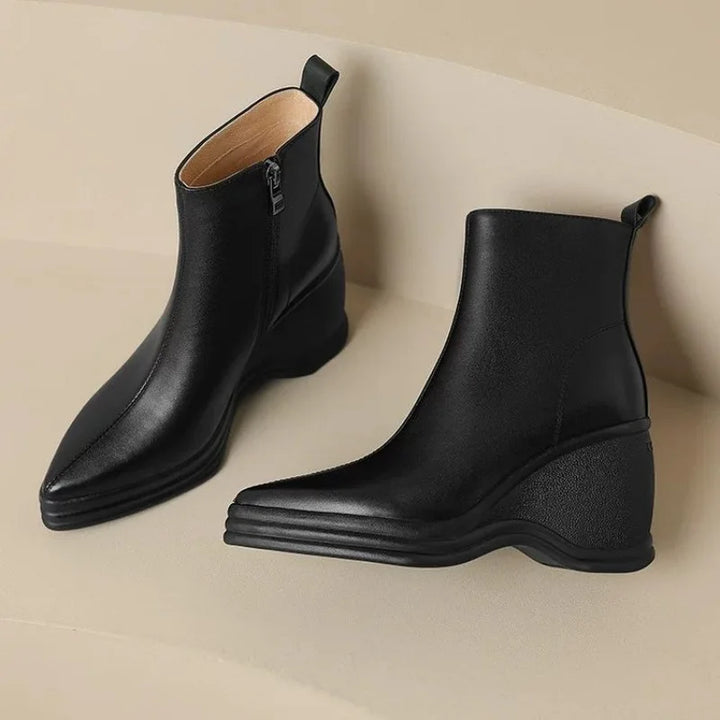 Ophélie – Comfortable Pointed Ankle Boots with Wedge Heel