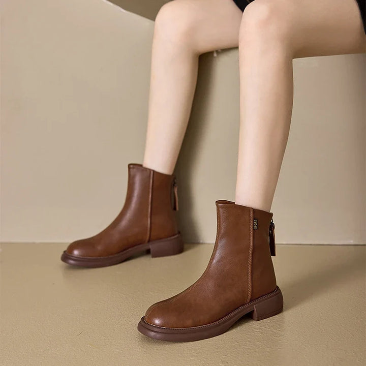 Hortense – Round-Toe Ankle Boots with Back Zip
