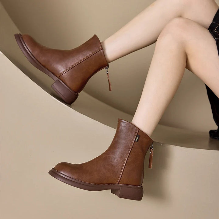 Hortense – Round-Toe Ankle Boots with Back Zip
