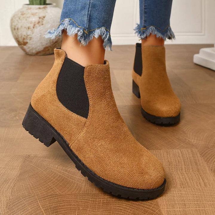 Margaux – Suede Chelsea Ankle Boots with Lug Sole