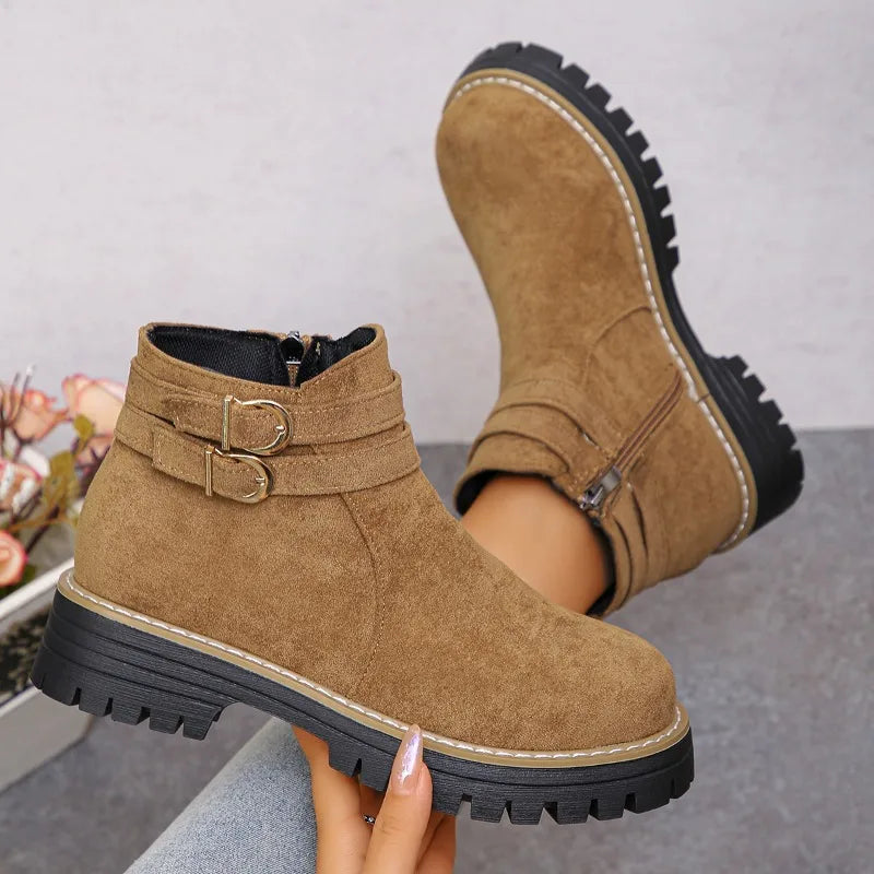 Héloïse – Ankle Boots with Buckle and Side Zip