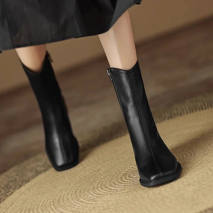 Joséphine – Square-Toe Orthopedic Ankle Boots with Block Heel